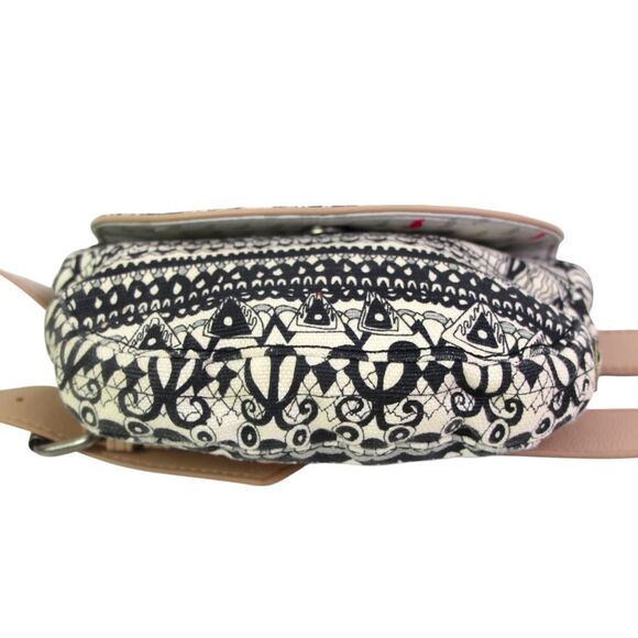 Sakroots BLACK WHITE JUTE COTTON ARTIST CIRCLE FANNY WAIST BAG CLUTCH HANDBAG - Picture 5 of 14